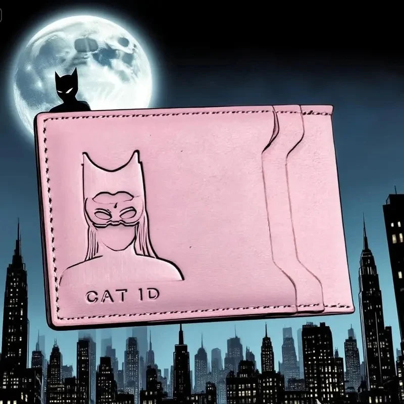 Cat Mask Slim Cardholder Wallet – Faux Leather ID Holder