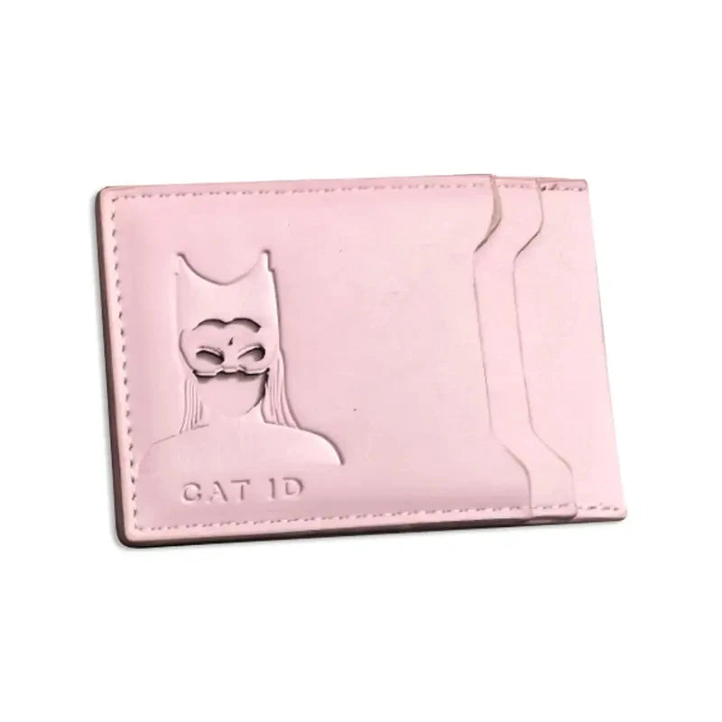 Cat Mask Slim Cardholder Wallet – Faux Leather ID Holder