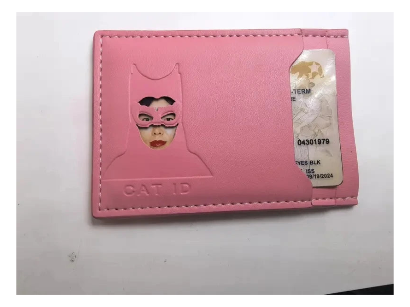 Cat Mask Slim Cardholder Wallet – Faux Leather ID Holder